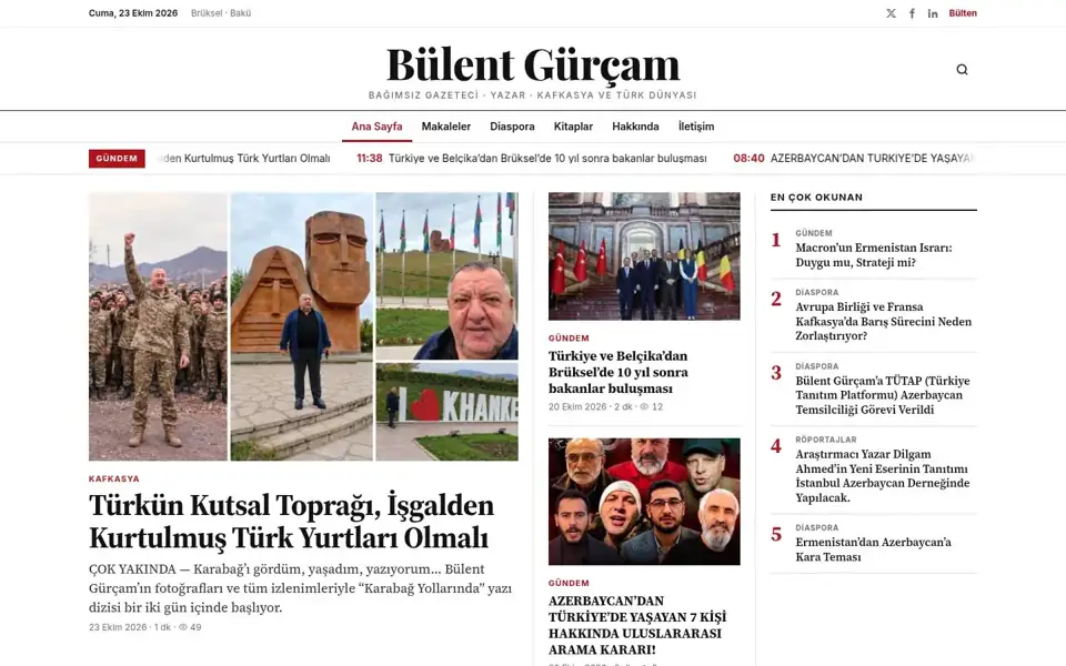Page d'accueil du site de Bülent Gürçam sur ordinateur